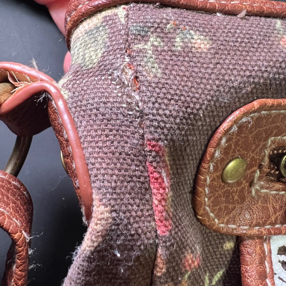 Floral Canvas Crossbody Brown Lace Trim 90s Nostalgia Y2K Cottagecore Boho Bag - Picture 13 of 13
